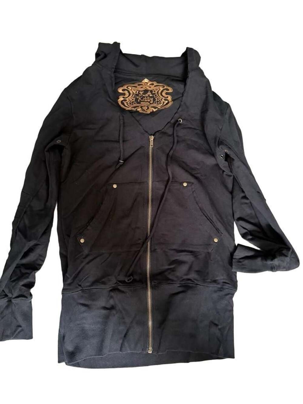 L.A. Kitty Exclusive Black Full Zip Hoodie with Gold Hardware